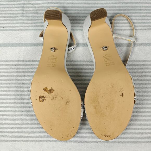 Nina New York Silver Strappy Sequined Open Toe Heels Size 6.5 - Picture 6 of 10